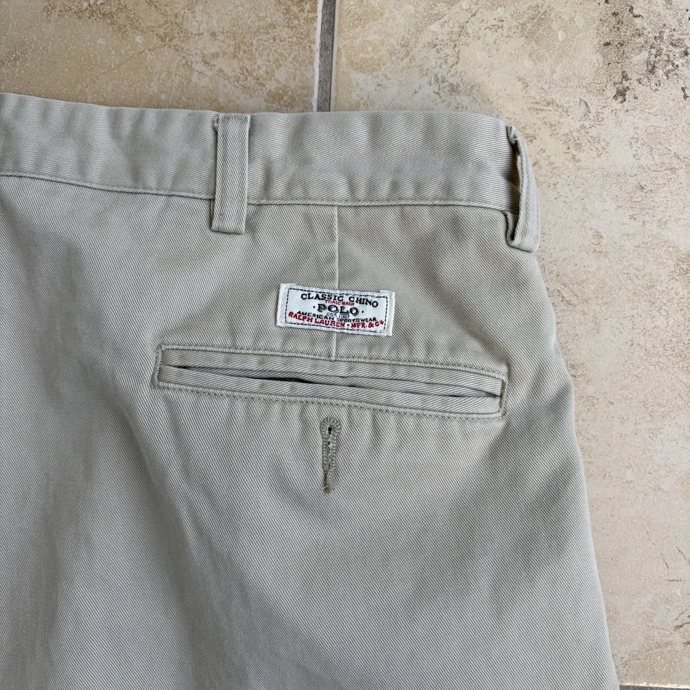 Polo Ralph Lauren Pants Mens 36x30 (Fits 36x25) Khaki Hammond Pleated Cuffed 90s